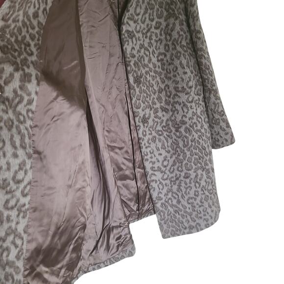 Cinzia Rocca Icon Gray Leopard Slant Pockets Crossover Collar Coat US 18  0 - Picture 9 of 15